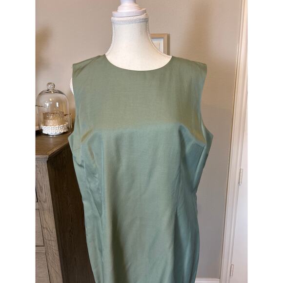 Talbots | (NWT) Silk/Cotton Blend Sage Green Sheath Dress | 16 - Picture 5 of 11
